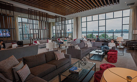 River Place lounge overlooking the Hudson River